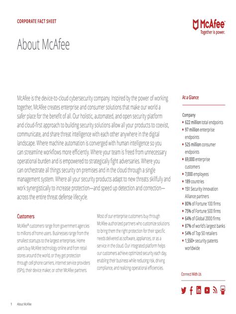 CORPORATE FACT SHEET About McAfee .
